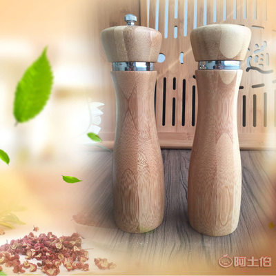 【妙竹手動(dòng)花椒芝麻胡椒研磨器鹽罐套裝燒烤調(diào)料瓶竹子調(diào)味罐】 - 產(chǎn)品庫